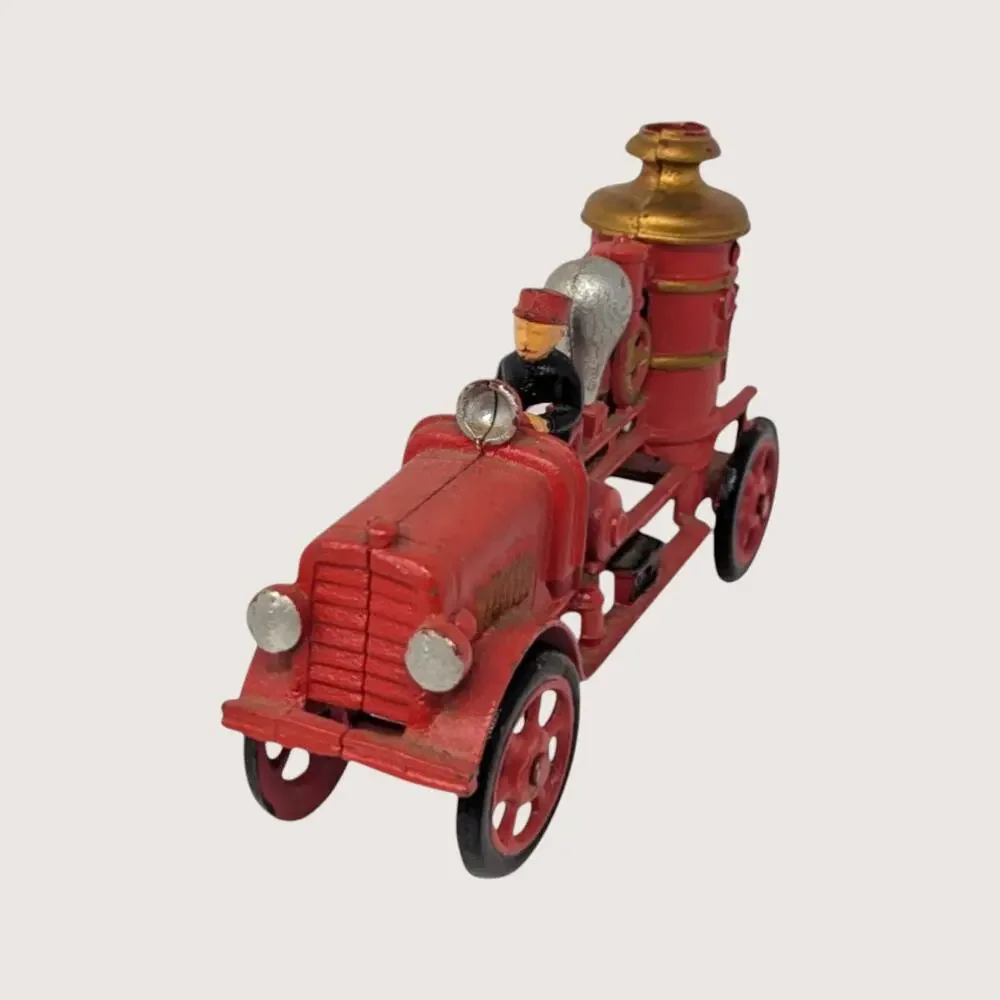 1930s Hubley Cast Iron Pumper Fire Engine with Toy Driver